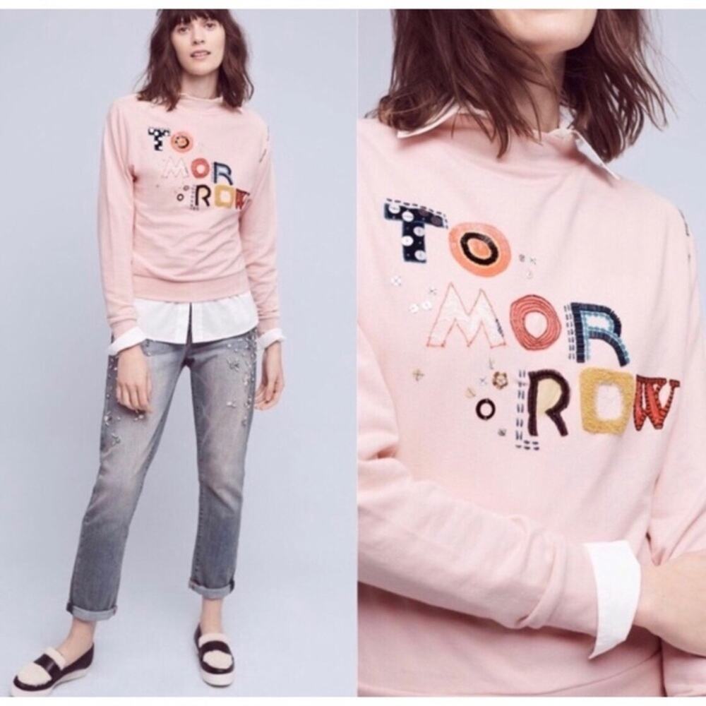 Anthropologie Postmark Tomorrow Pink Sweatshirt